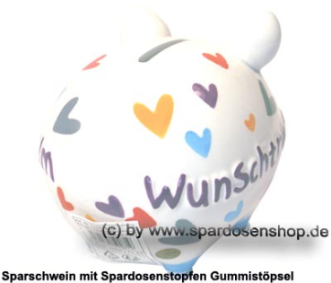 Preview: Sparschwein Kleinsparschwein 3D Wunschtraum weiß Keramik D